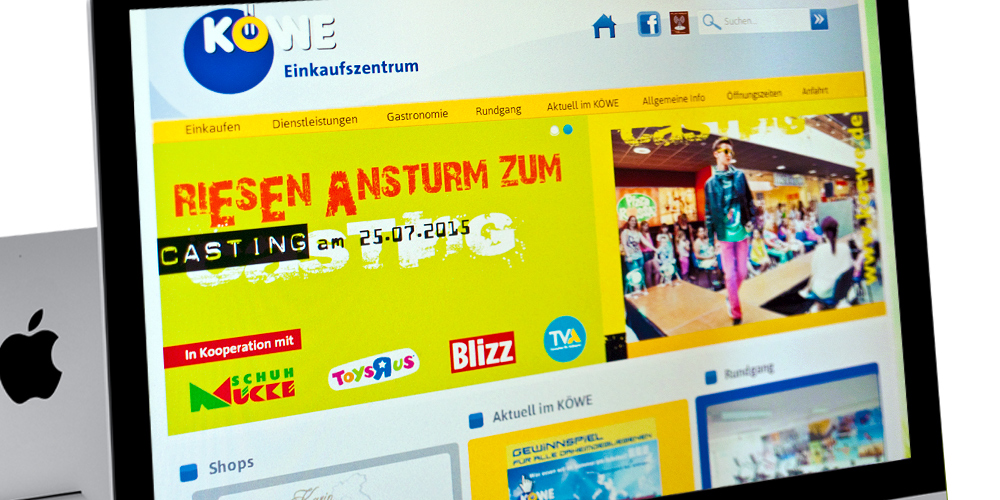 Webdesign KÖWE-Einkaufszentrum mit Typo3